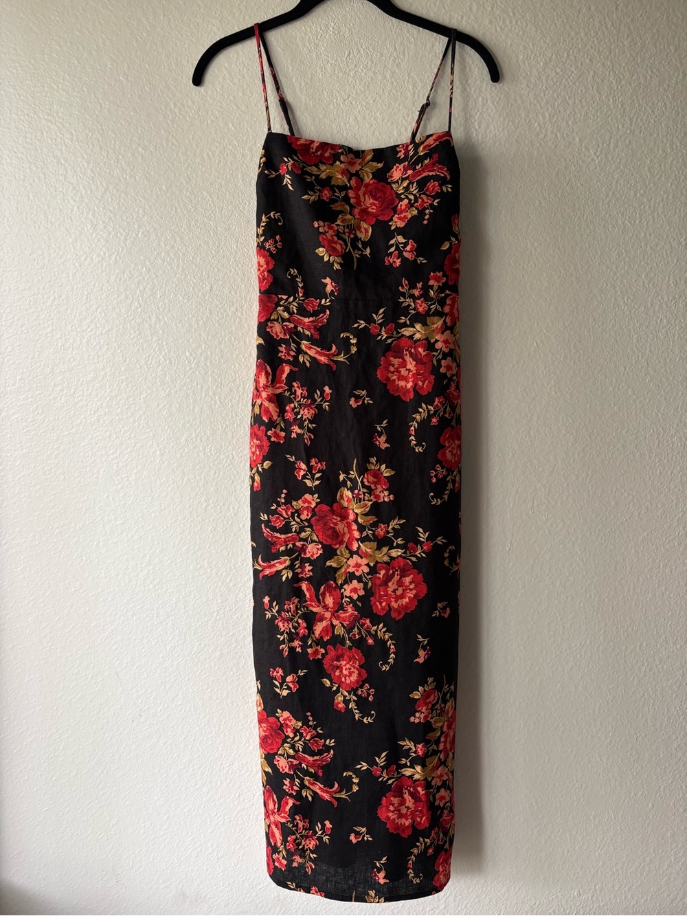 Reformation Linen Frankie Midi Dress Women’s 0 Black & Red Floral Formal Wedding - Picture 4 of 16